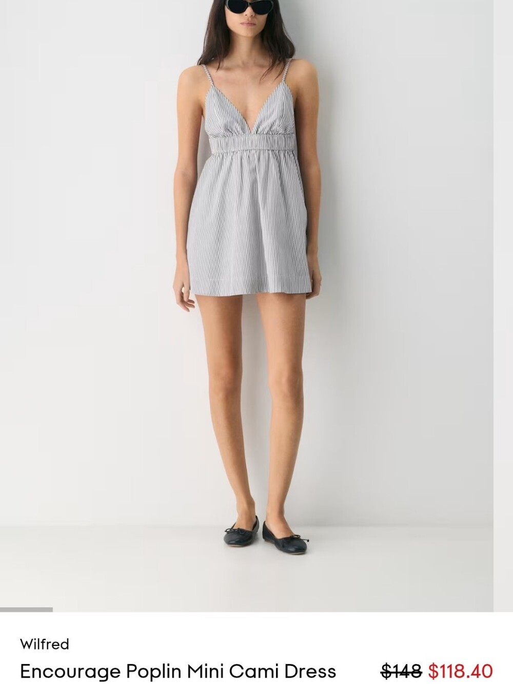 NWT Wilfred Entourage Striped Poplin Mini Cami Dress in White and Black 2xs